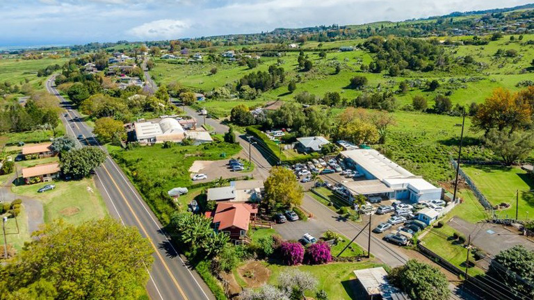 Aerial view of shop looking north