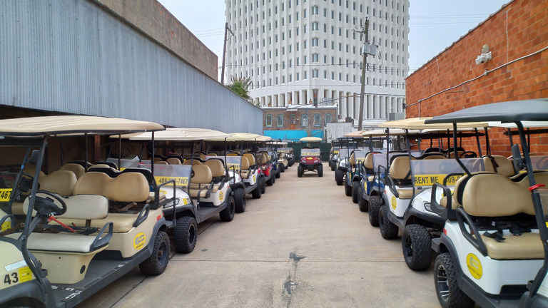 Lots of Golf Carts at the Strand 