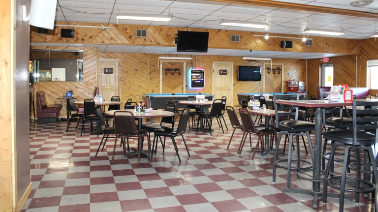 bar and eating area