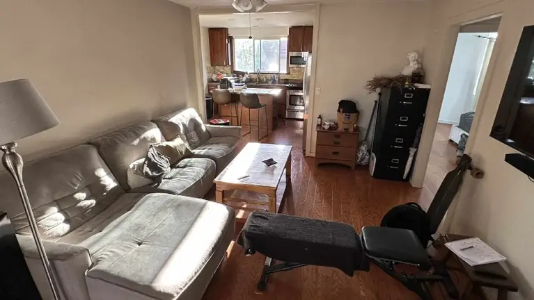 Living room & kitchen in back