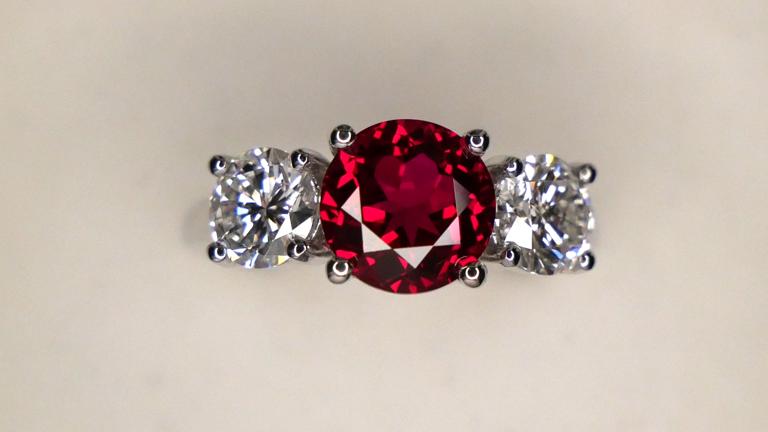 Our product set in jewelry. Ruby and diamond