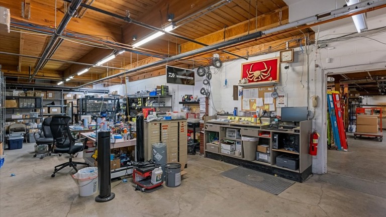 Downstairs reel repair center