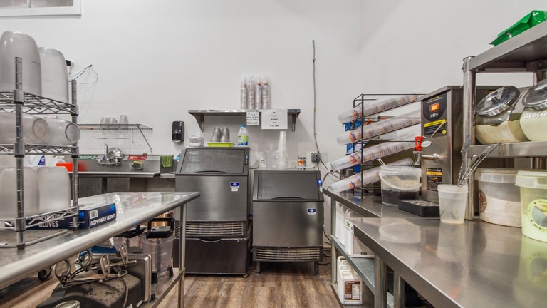 Part of the kitchen for making Boba Tea.