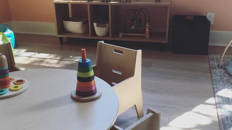 One of the Montessori classrooms filled with natural light
