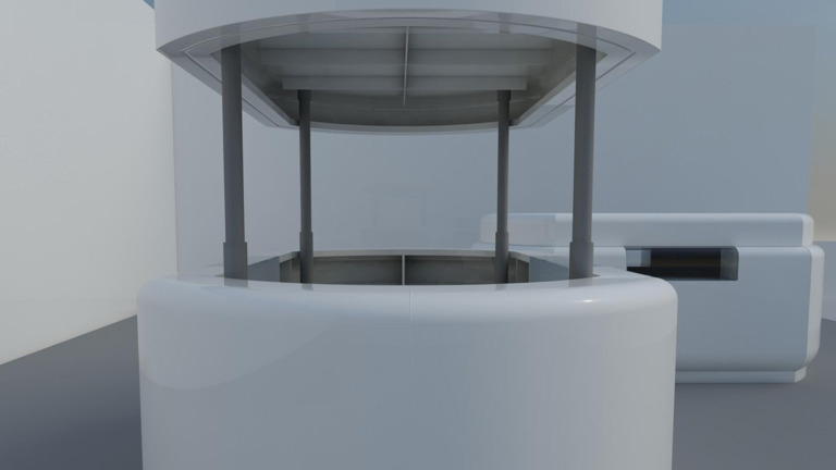 One Evolution Mobile Kiosk open hat sketch