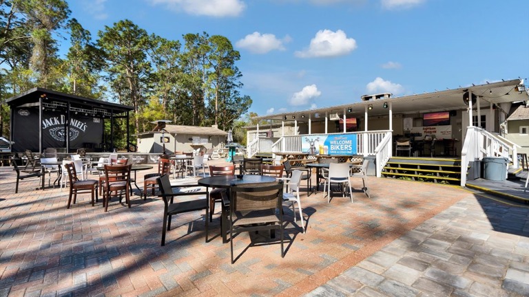 Outdoor seating and stage