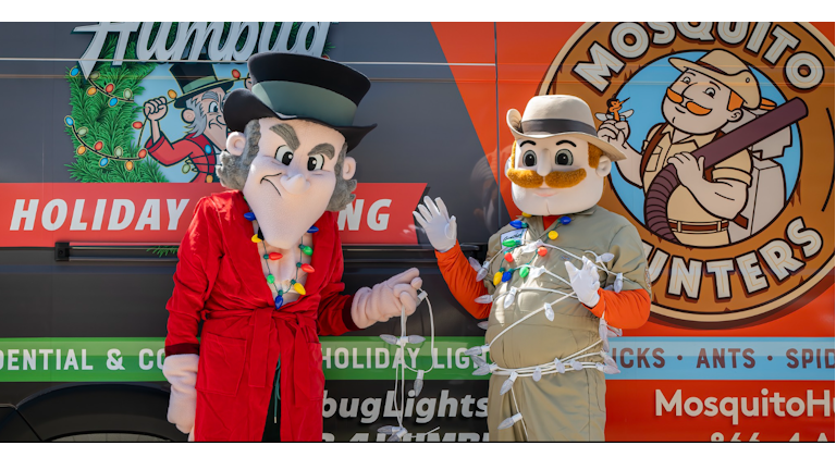 Mosquito Hunters, Pest Hunters and Humbug Mascots and Vehicle