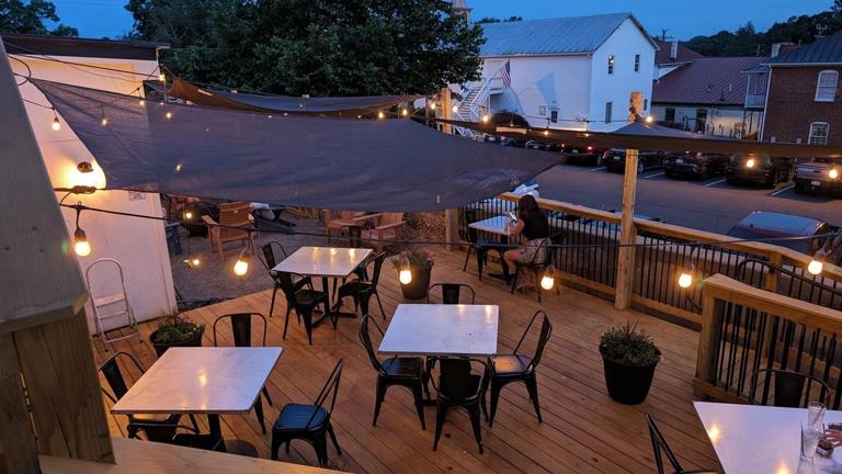 Outdoor seating and heaters