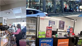 Maverick T station East Boston busy Coffee Bakery & Currency Transfer
