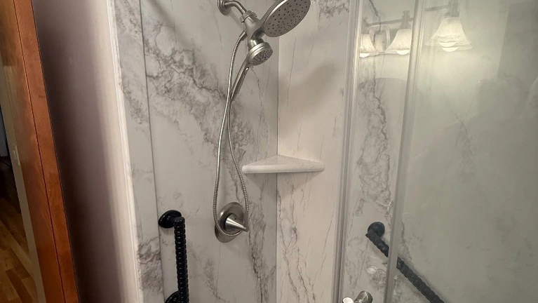 Grab bars and shower seat