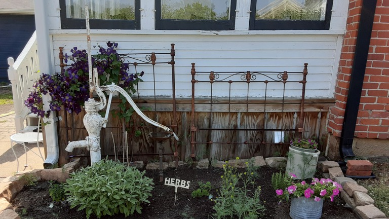 Herb garden on East side