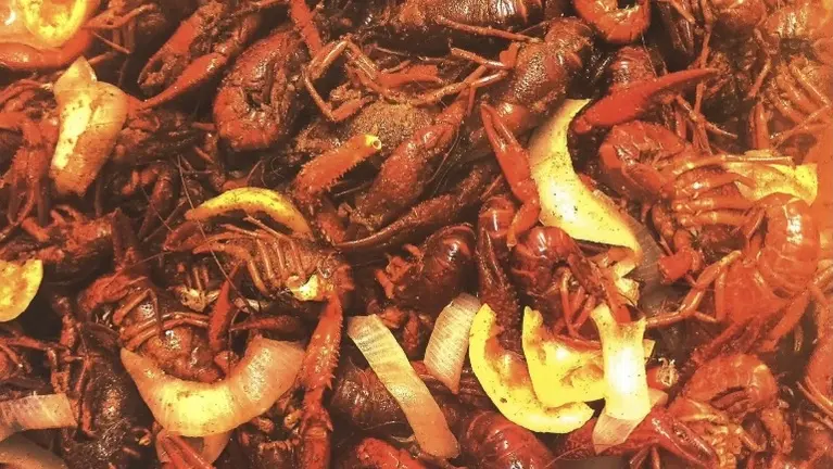 Hot boiled, farm - raised crawfish. 