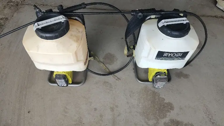 18v Ryobi 4 gallon backpack sprayer used for weed killer and mosquito control