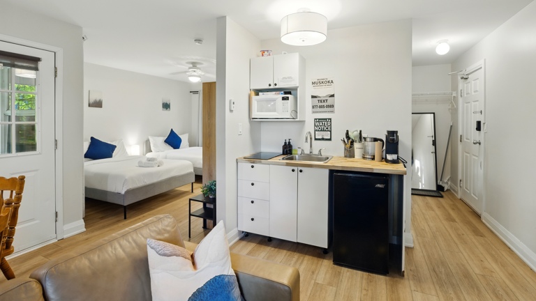 One of the 8 condo style units, balcony,privacy, 1-2 bedrooms, lake views