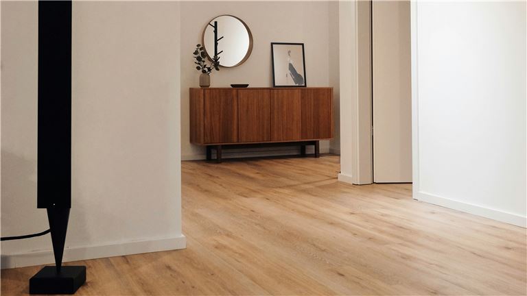hallway with hard wood floor