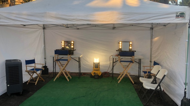 Tent and makeup station 