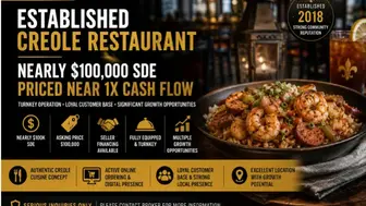 Creole Restaurant | $97K SDE | Priced Near 1x Cash Flow