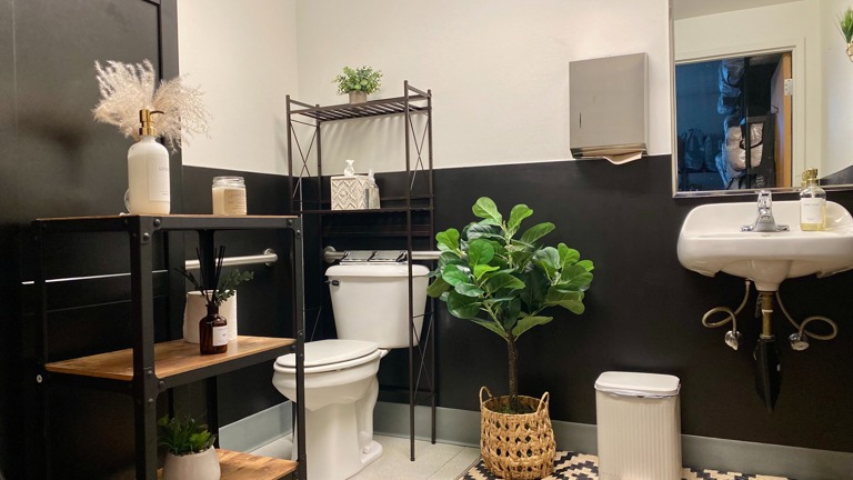 Private restroom in storefront