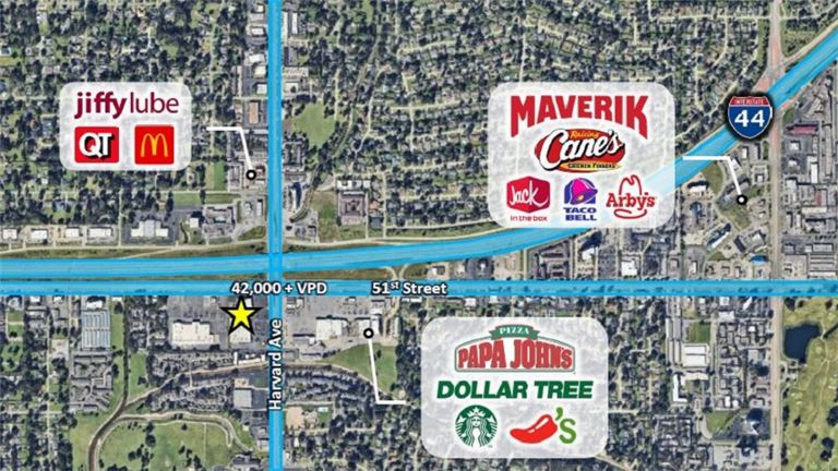 Located in a high-traffic retail zone in Tulsa, Oklahoma with I-44 Access and Visibility