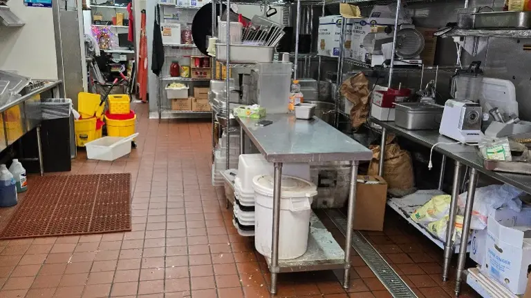 Large prep area with hood