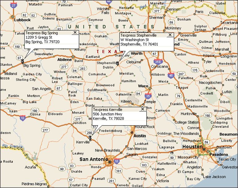 Map of 3 Express loc&#39;s