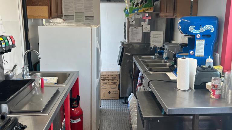 sinks, freezer, ice machine