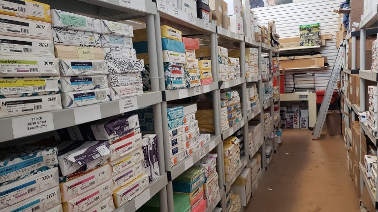 Full inventory of paper, envelopes, in all weights and colors.