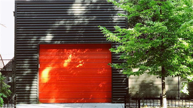 orange garage door