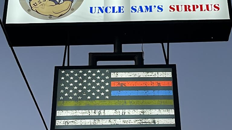 Lit sign on photo cell