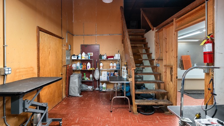 grooming stations and storage, plenty of storage upstairs