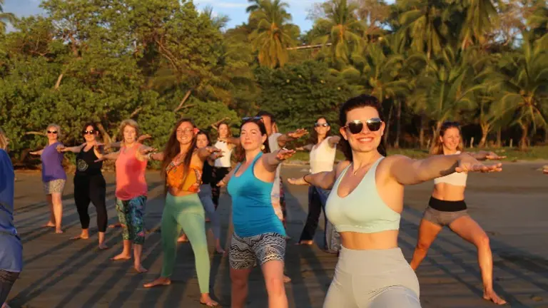 Yogis on beach