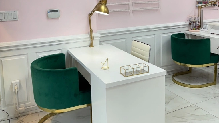 Marble floors - nail station area. Total 3 nail stations 