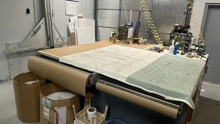 Large work table & supplies Large work table & supplies