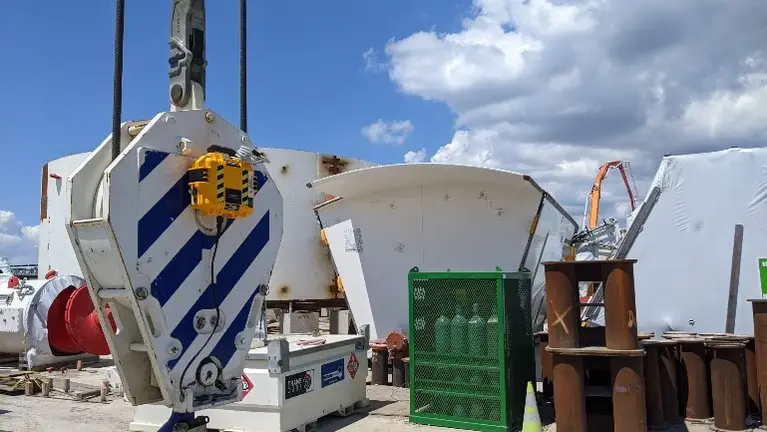 HoistCam low profile version on hook block of crane