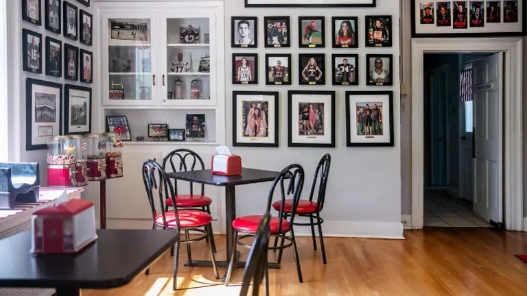 Community-focused space filled with Middletown pride and school memorabilia — a true small-town gathering spot. Community-focused space filled with Middletown pride and school memorabilia — a true small-town gathering spot.