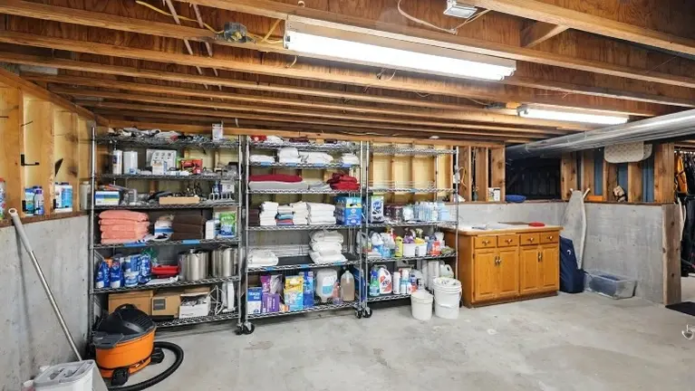 Basement storage and staging area for lodging operations