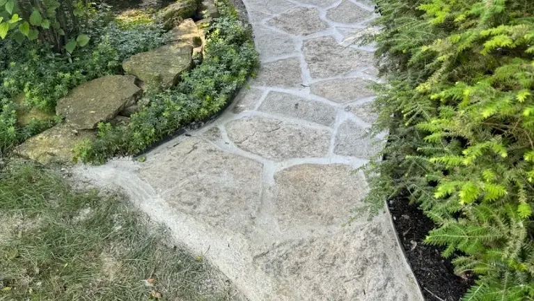 Redoing a walkway with natural stone Redoing a walkway with natural stone
