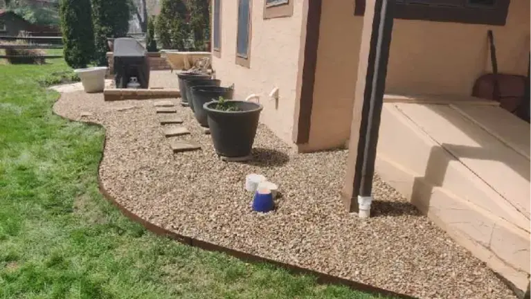 Stone garden with metal edging