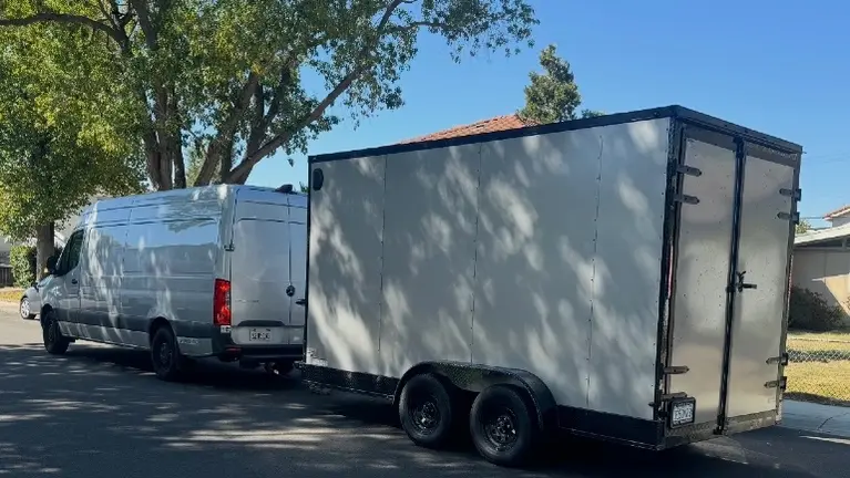 Primary service vehicle with matching cargo trailer — scalable capacity for multi-stop and oversized deliveries Primary service vehicle with matching cargo trailer — scalable capacity for multi-stop and oversized deliveries