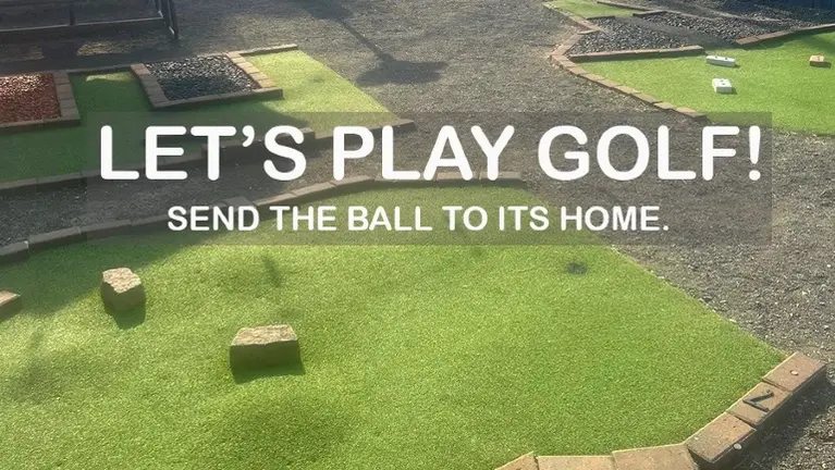 Outdoor mini golf directly out backdoor