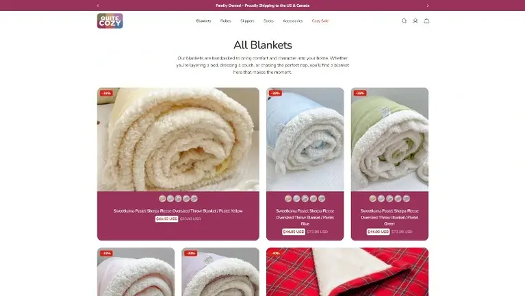 Website Blankets Page