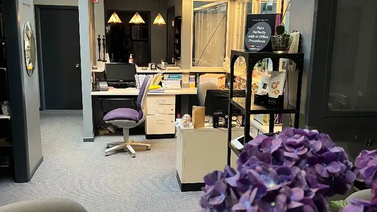 Side view of reception for staff