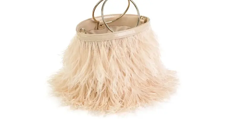 Ostrich Handbag with Gold Bracelet Handles Ostrich Handbag with Gold Bracelet Handles