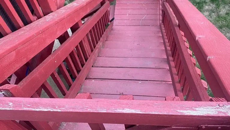 Deck prepped and stained