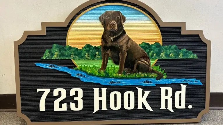 sandblasted HDU sign, hand painted