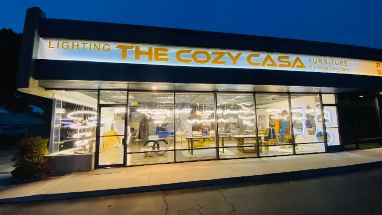 Illuminated View from the busy street 