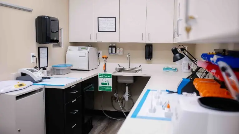 Modern Lab Suite: Patient Pass-Through & Staff-Only Access for Clinical Safety