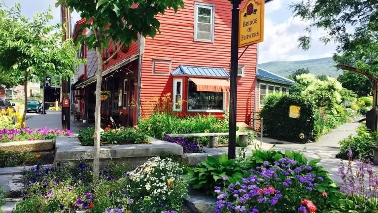 Right next to the entrance of the bridge of flowers