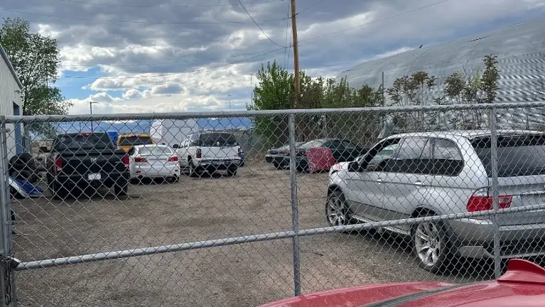 Large fenced storage yard