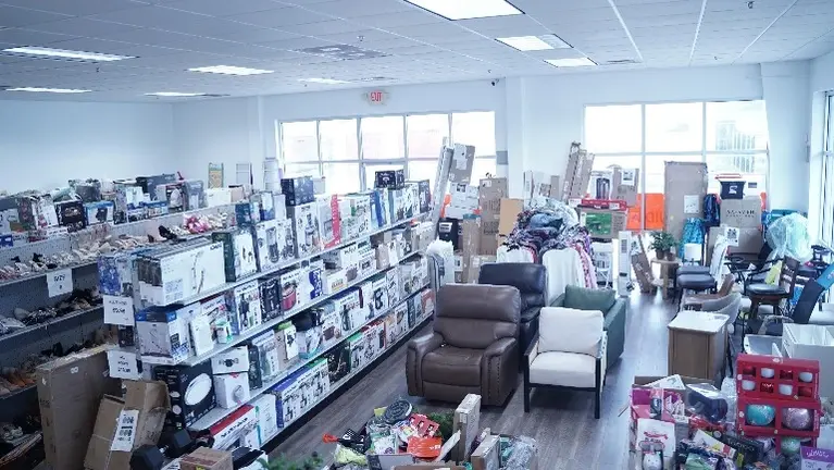 Great space for displaying a wide variety of items on shelves.